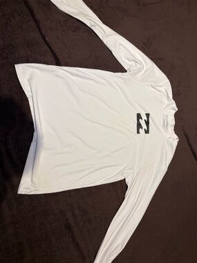 Billabong White Long Sleeve Surf Rash Guard with Black Logo